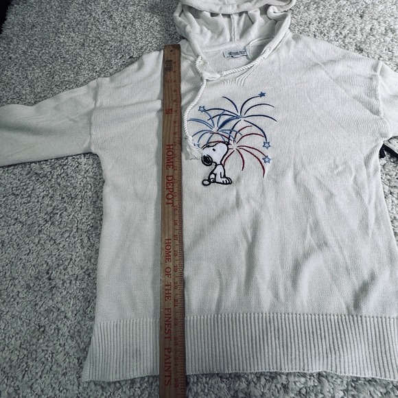 Peanuts Snoopy 4th of July Hoodie Sweater Medium Lightweight Patriotic Fireworks - Picture 6 of 7